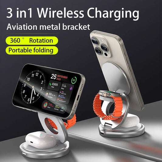 3 In 1 Charging Station 360 rotation portable folding